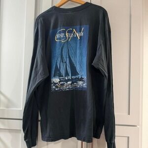 Vintage Crosby Stills & Nash Wooden Ships black long sleeved t-shirt quote 2XL